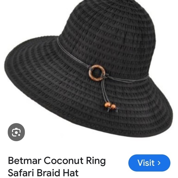 Betmar, Coconut Ring Safari Braid Hat in Black, UPF 50+, Excellent Condition - Picture 4 of 9